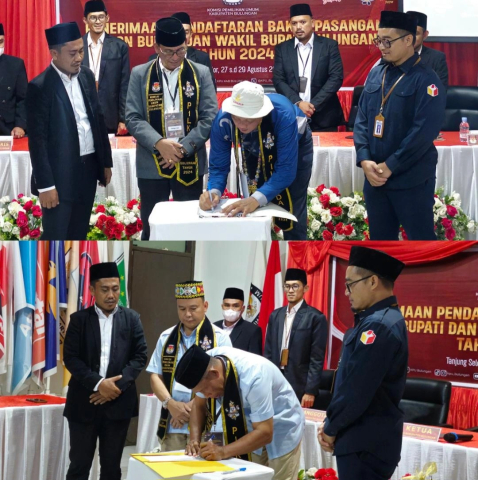 poto dua pasangan calon bupati dan wakilbupati bulunagan saat melakukan proses peendaftaran