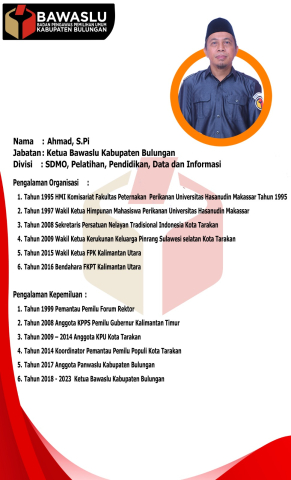 Ketua Dan Anggota Bawaslu Bulungan Priode 2018-2023