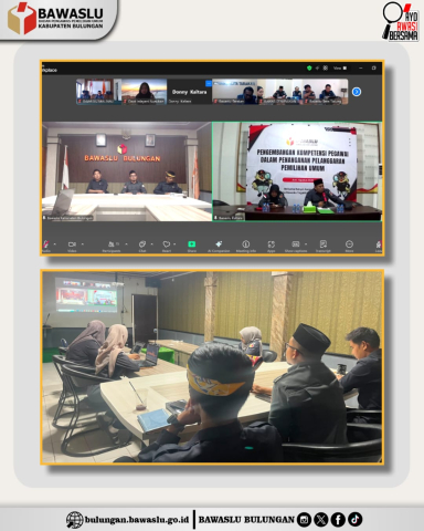 Rapat Koordinasi Penyusunan Laporan Pimpinan Bulanan yang diselenggarakan oleh Bawaslu Provinsi Kalimantan Utara secara daring melalui Zoom Meeting, Senin (27/07).